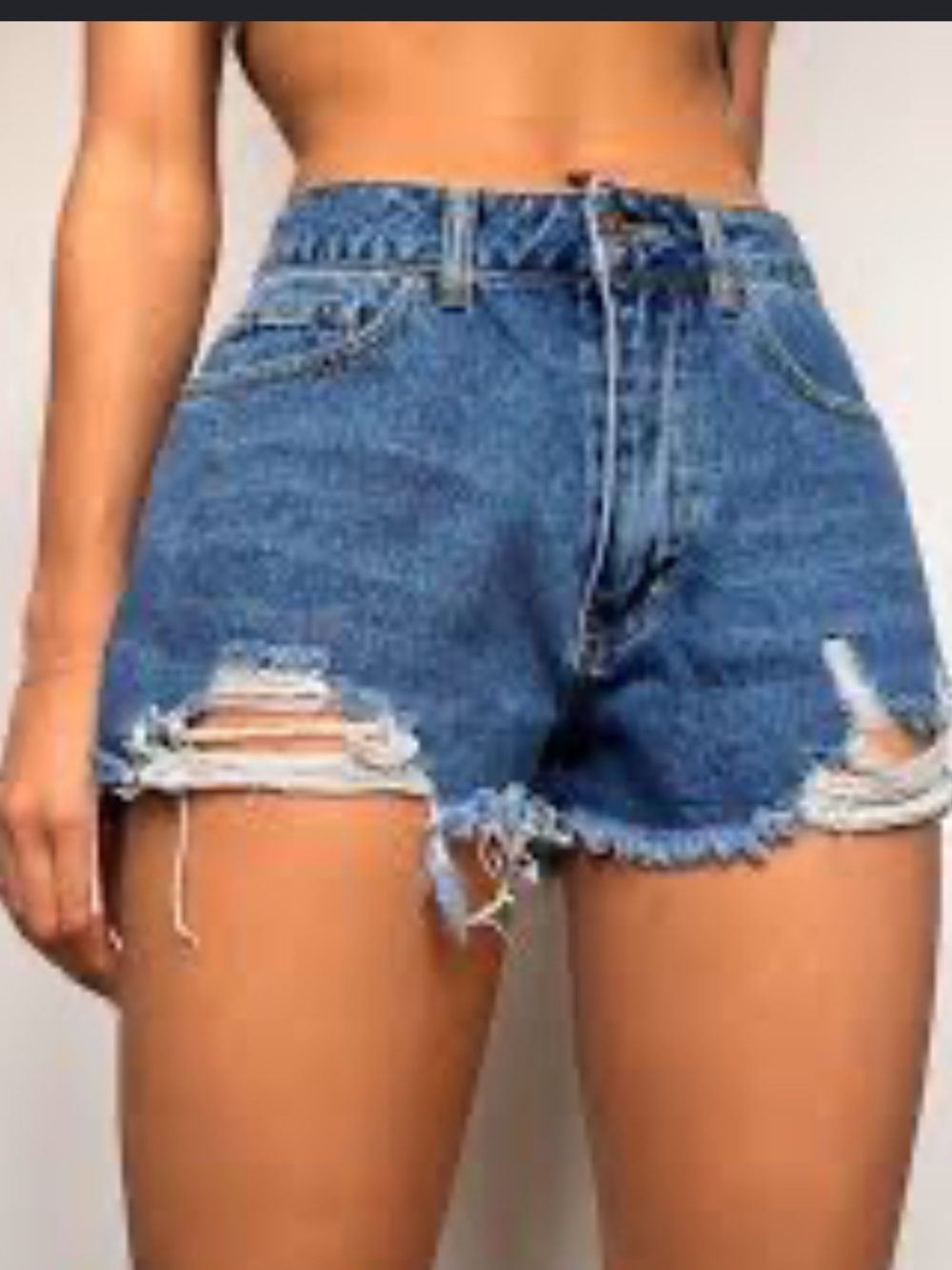 Forever 21 Distressed Denim Jean Shorts - Blue